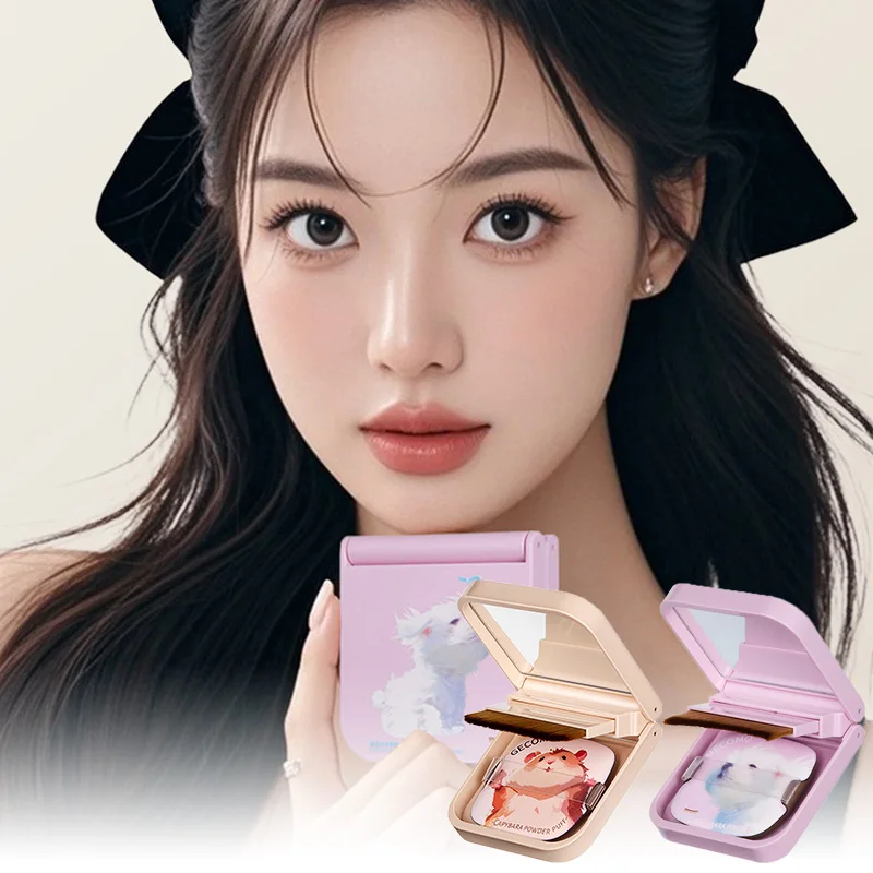 Gecomo Traceless Brush Puff Case Portable Puff Base Makeup Trace-Free Powder Not Eat Ultra-Thin Makeup Brush, Makeup in Hand-Drawn Storage, Brush Is Separate and Replaceable, Easy to Carry, Self-Mirrored