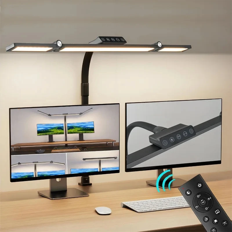 LED Eye Care Desk Lamp Stepless 5 Color Modes Dimmable Soft Gooseneck Clamp for Home Office Reading Study Long Lasting Lighting