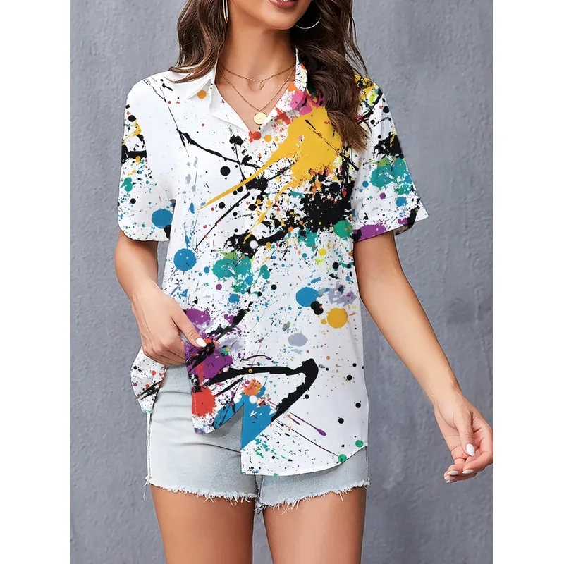 A White Shirt with Colorful Graffiti Prints, a Unique And Eye-Catching Casual Top