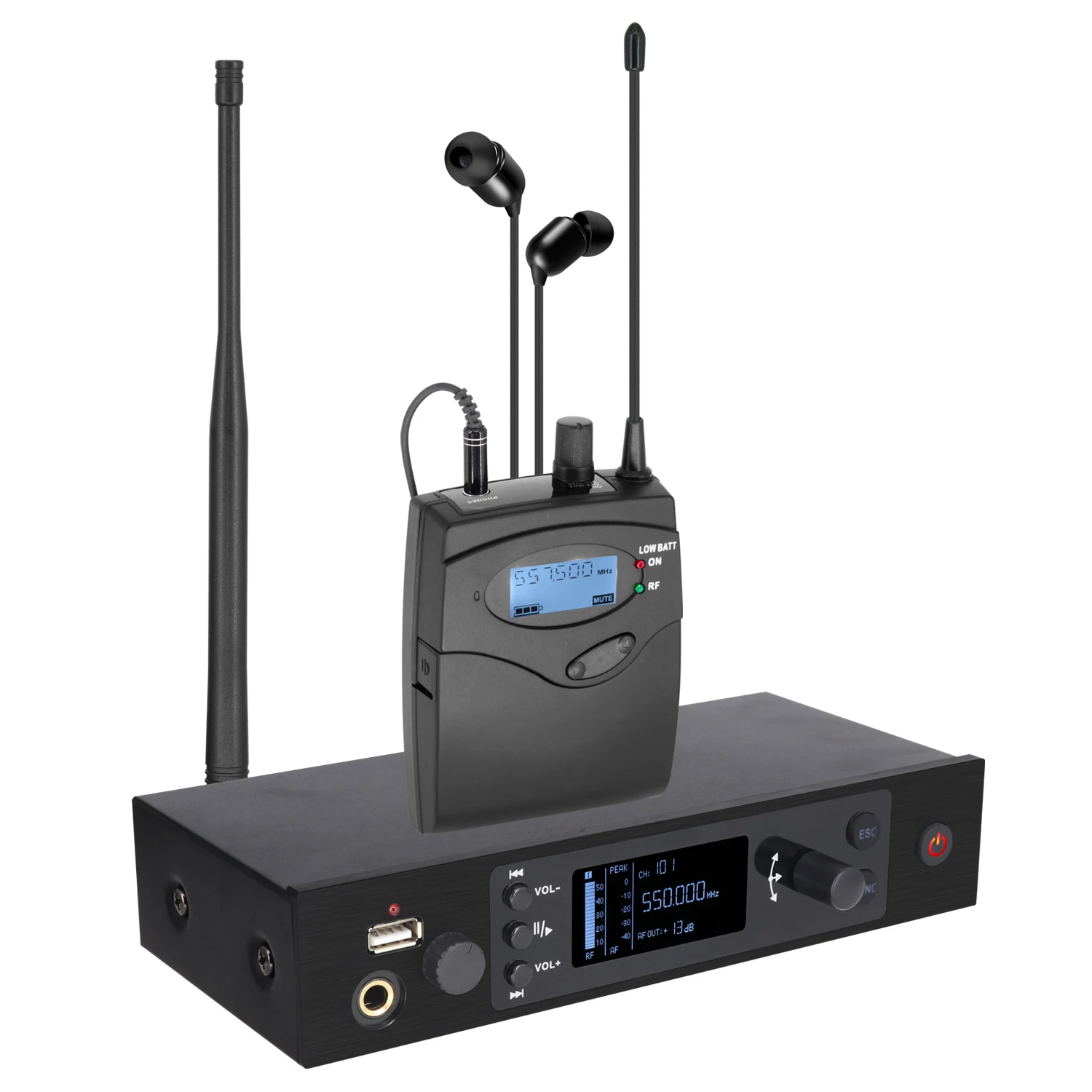 ERZHEN professional stage monitoring system, USB, in ear audio monitoring, headphone monitoring, mono, suitable for DJ stage G5