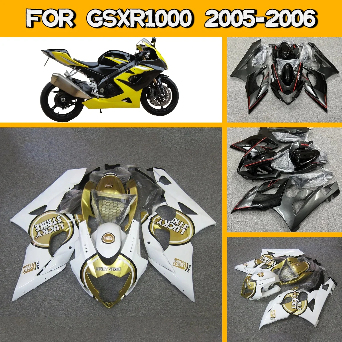 

2005 2006 GSXR 1000 Motorcycle Fairings White Black Complete Fit for 05 06 Suzuki GSXR1000 ABS Plastic Fairing Set