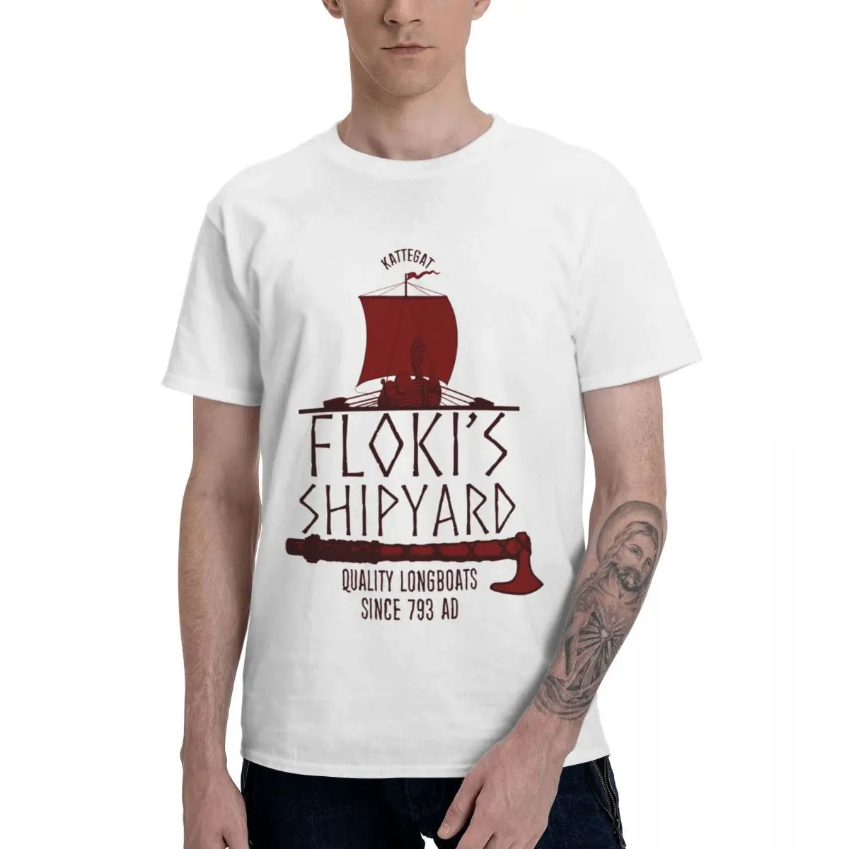 

Модные футболки Floki's Shipyard из чистого хлопка с круглым вырезом, мужские футболки с короткими рукавами, классические футболки с капюшоном, летние европейские размеры