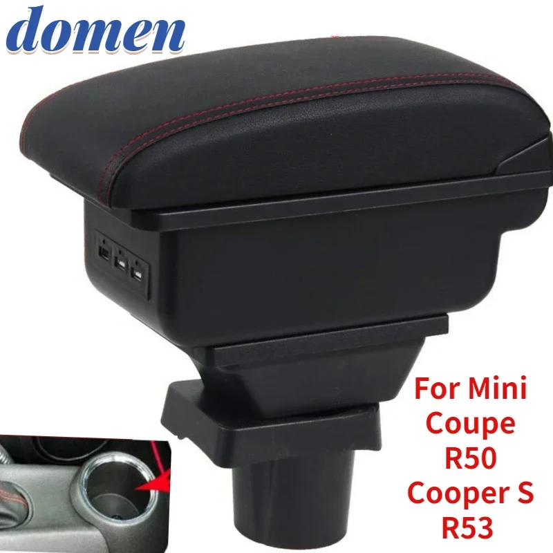 Para Mini Coupe R50 Cooper S R53 caja de reposabrazos para MINI Cooper R50 R52 R53 R56 R57 R58 caja de almacenamiento de reposabrazos de coche retroadaptación interior