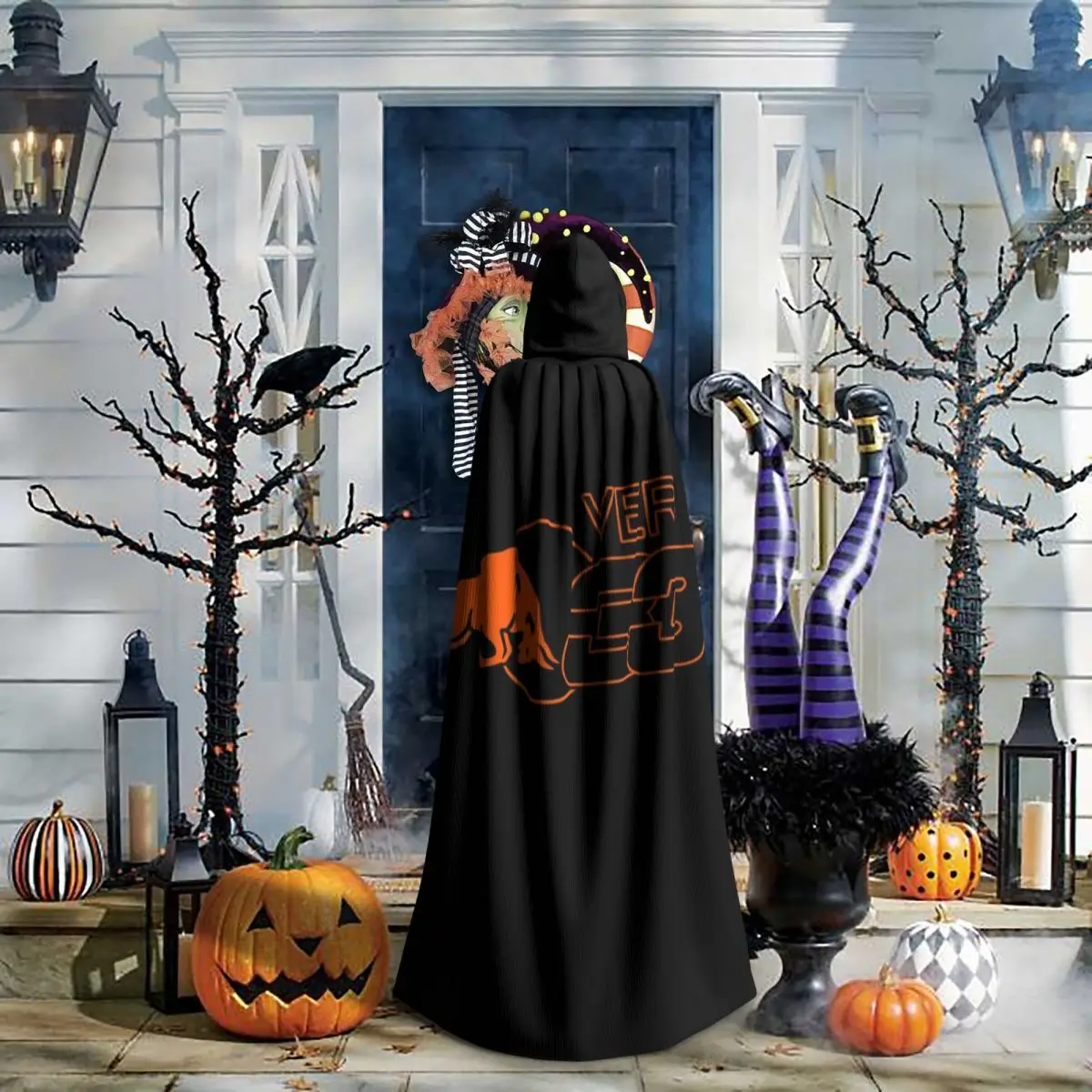 

Love 33 Long Hooded Cloak Witch Medieval Costume Cosplay Cape HalloweenCoat Adult Unisex