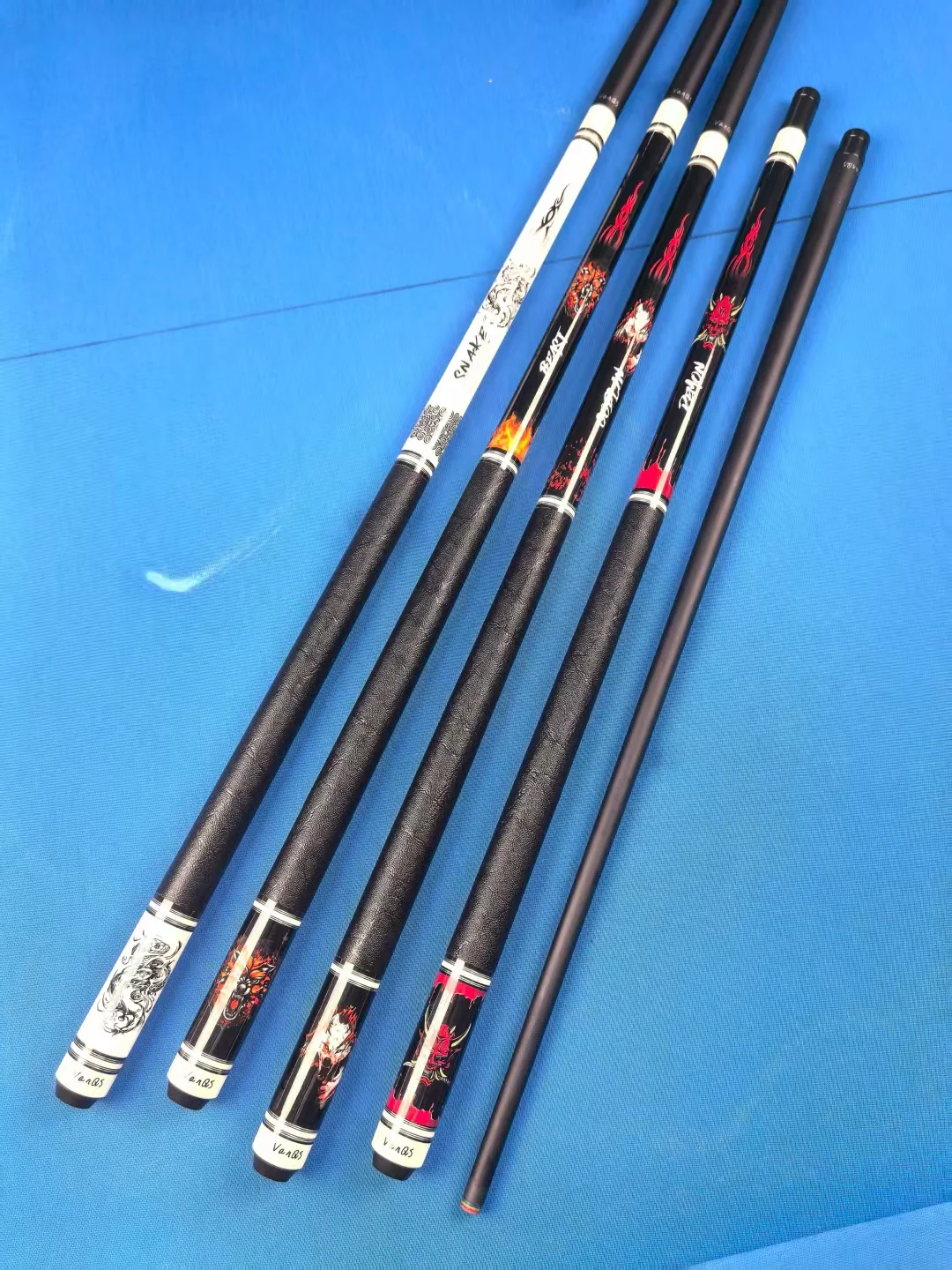 

VanQS Premium Multi Styles 58'' 2-pieces Billiards Cue with Carbon Fiber Shaft, Real Leather Handgrip,12.5mm Tip 1/2 Pool Cue