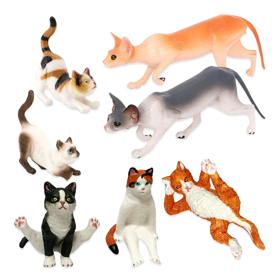 Zabawki w kształcie kotów, figurki zwierząt gospodarskich, miniaturki, figurki kotów syjamskich, figurki zwierząt, figurki akcji, zabawki, prezenty urodzinowe dla dzieci, zabawki dla dzieci.