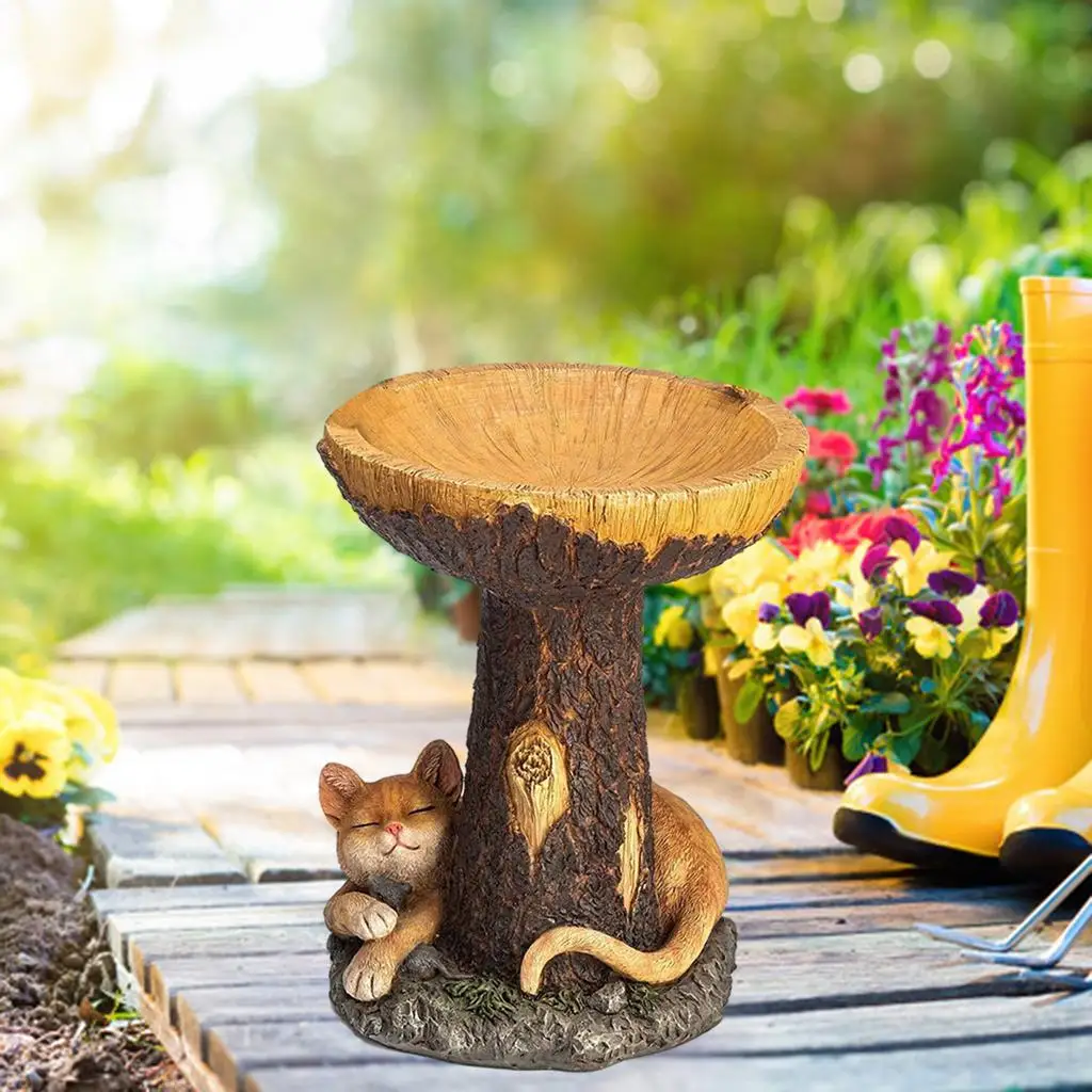 Resin Outdoor Bird Bath Decorative Yard Garden Decoration Cat Statue Sculpture Birdbath Tray Figurine Resin Outdoor Bird Bath Decorative Yard Garden Decoration Cat Statue Sculpture Birdbath Tray Figurine