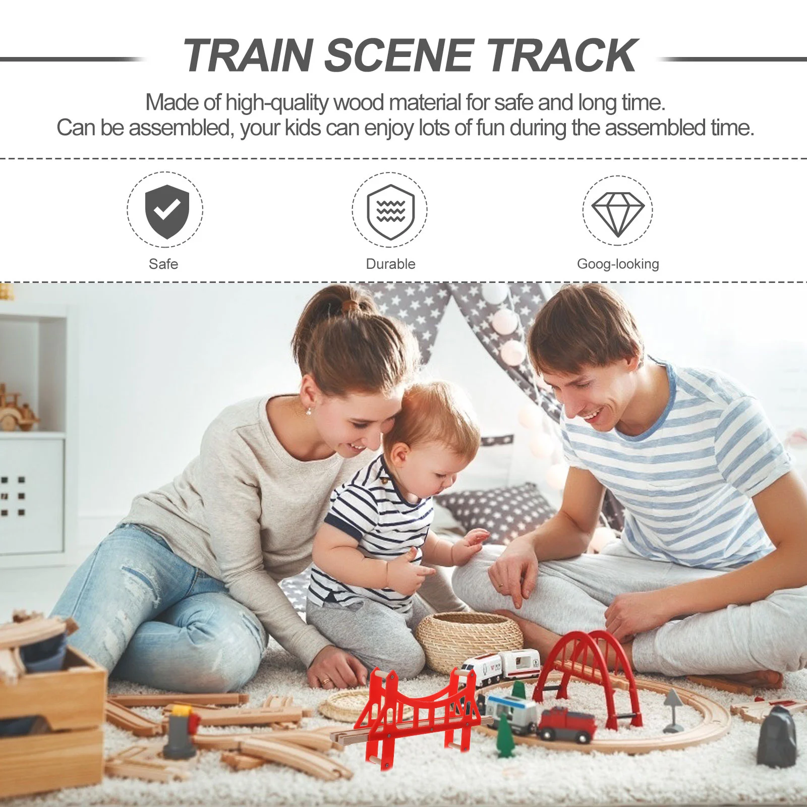 Track Toy Outdoor Baby Early Education Toys for Children Kidcraft Train Bridge Model Kids Wood Scene Universal