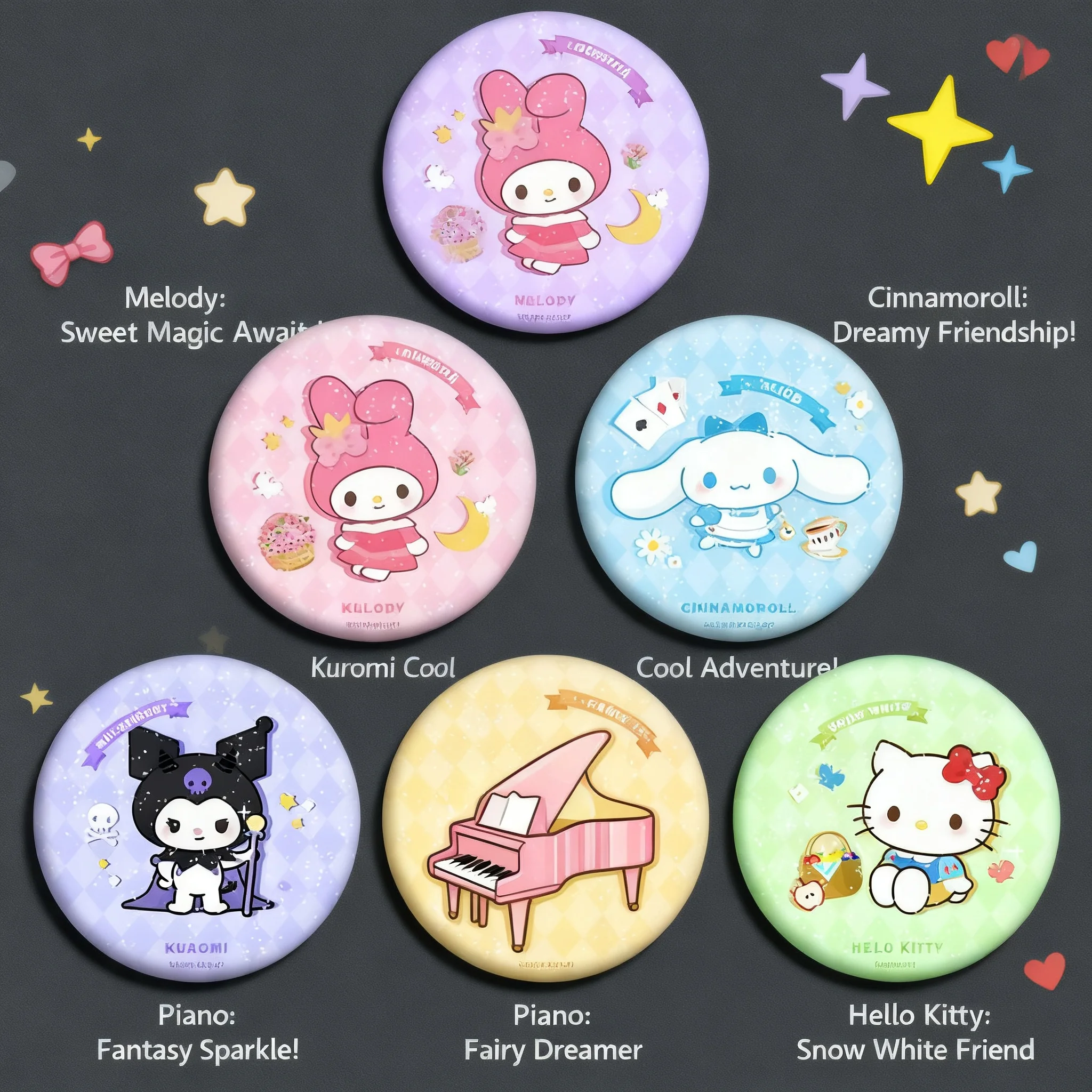 

Custom Cartoon Series Badges Laser Glass Frosted Star Fantasy Brooch Pin Metal Base Personalized Design