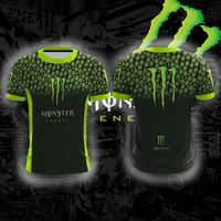 Monster Energy 3D Printed Particle Pattern Gradient Quick-Drying Breathable Cycling Jersey T-shirt Men's Oversized Short Sleeve