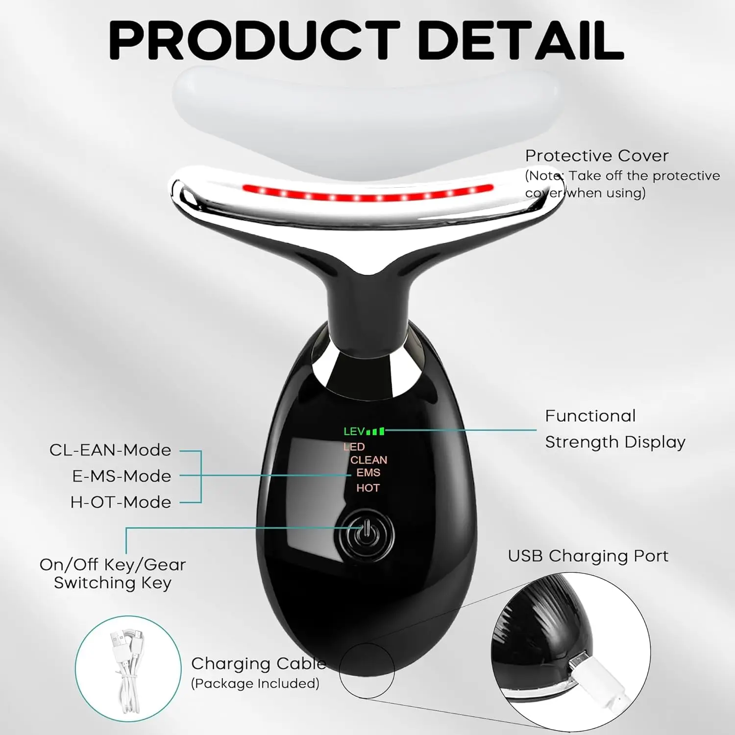 7 ألوان المضادة للتجاعيد مدلك الوجه الرقبة الوجه جهاز تجميل الجلد تشديد جهاز شد الوجه تقليل الذقن المزدوجة أداة العناية بالبشرة #3