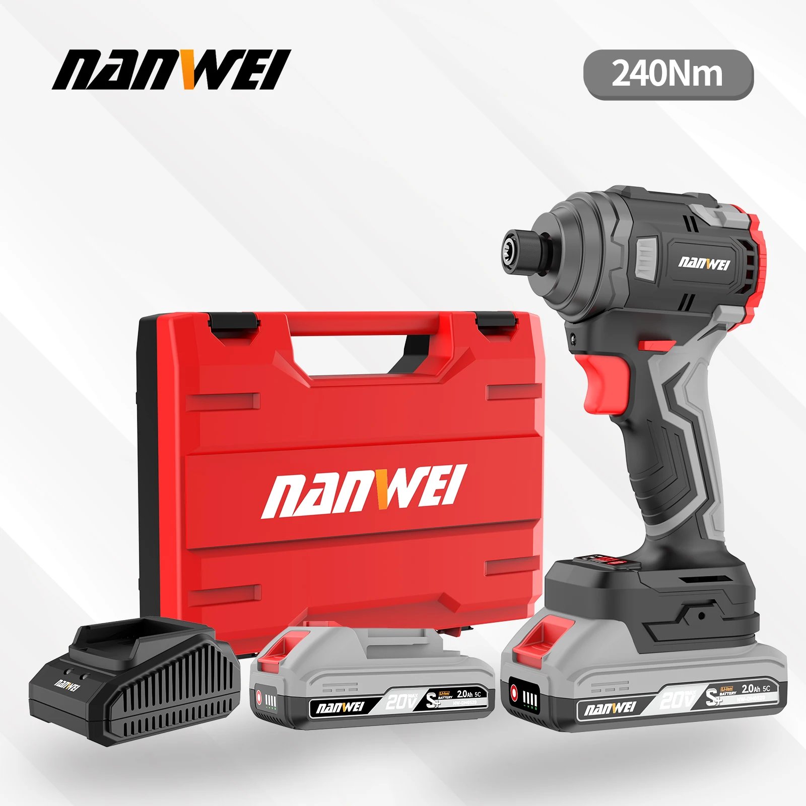 

Аккумуляторная дрель-шуруповерт NANWEI 20V / Универсальный бесщеточный ударный гайковерт 240 Нм / Аккумуляторная дрель