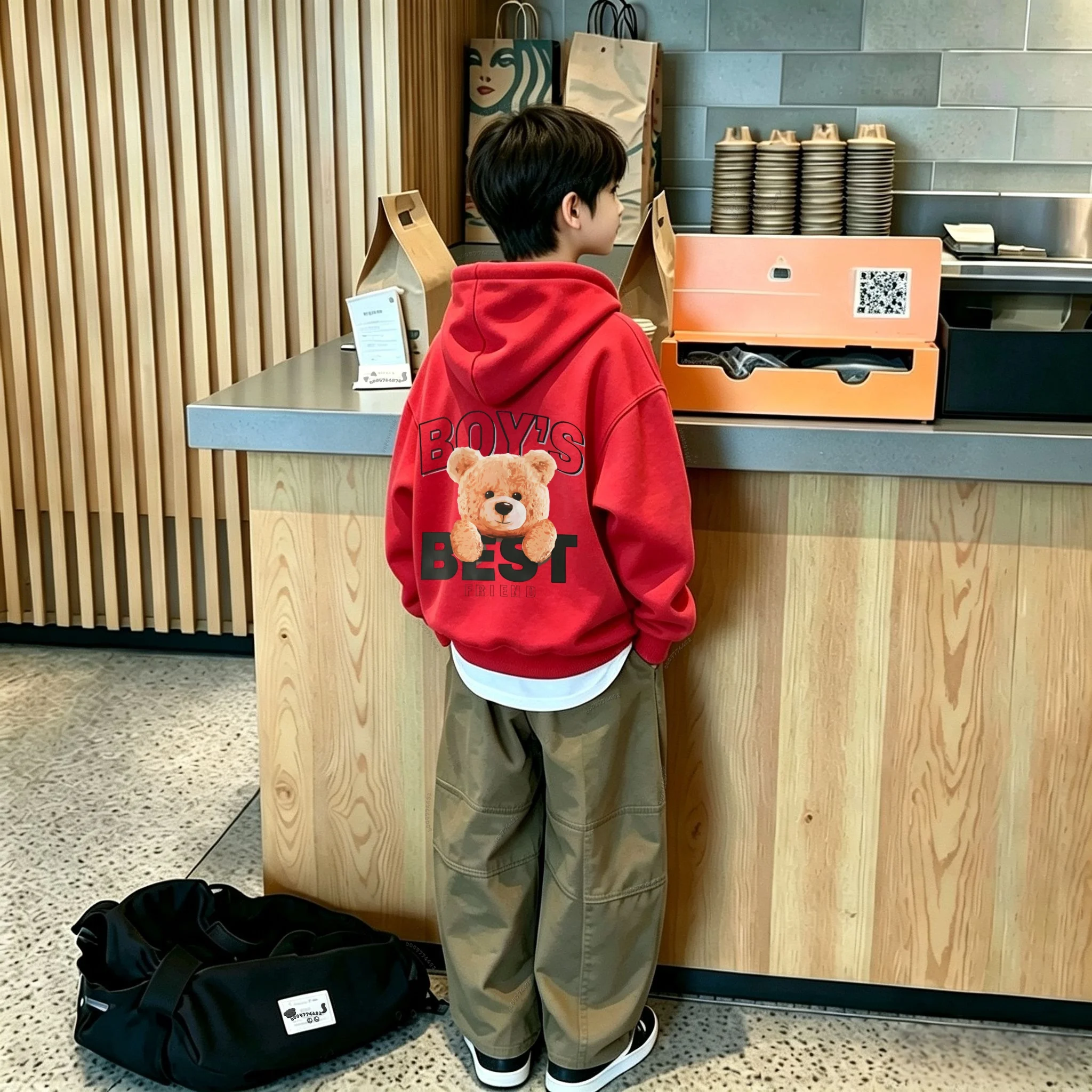 Latest children's hooded sweater. Cute cartoon 