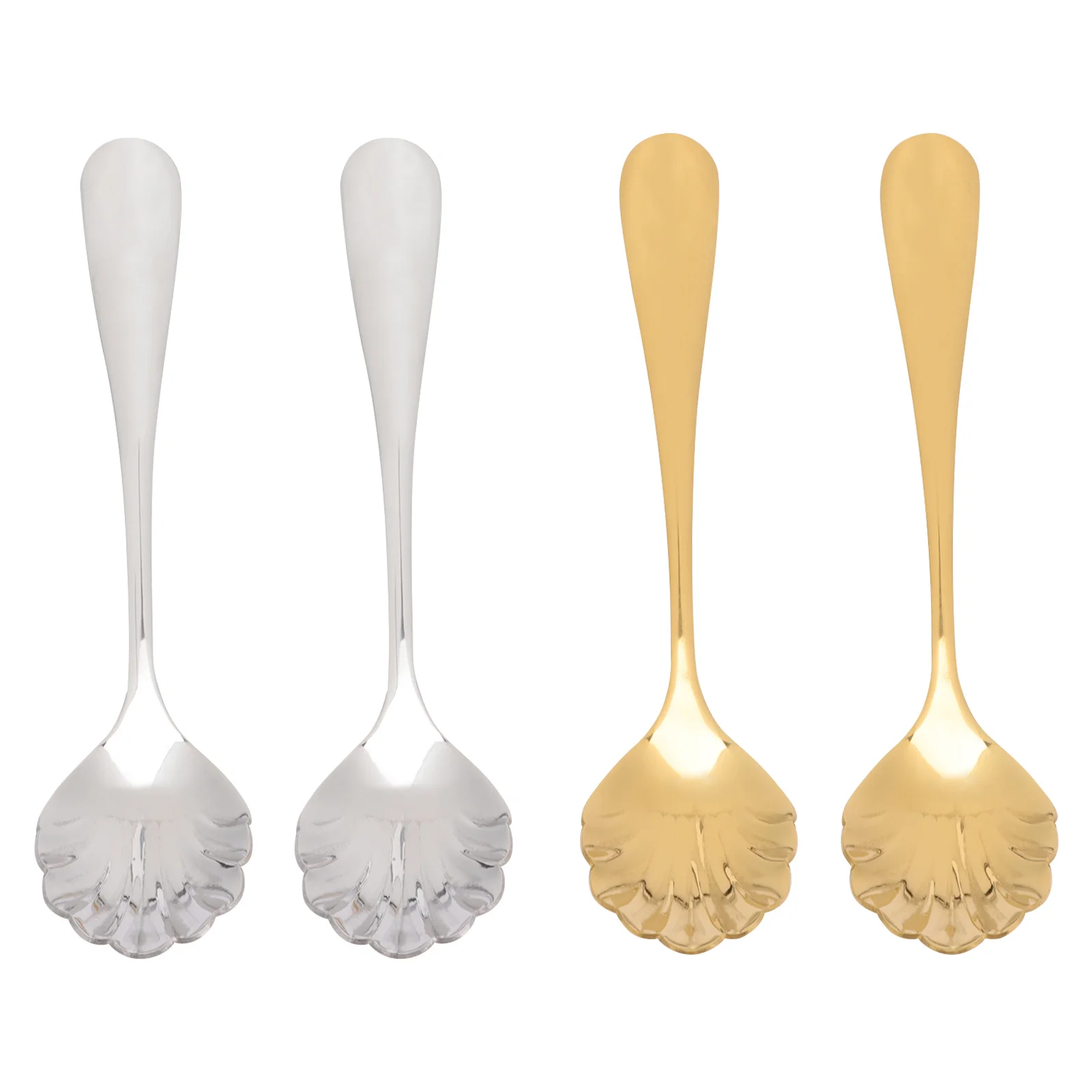 

4Pcs Shell Shape Stainless Steel Coffee Spoons Multipurpose for Dessert Sugar Ice Cream Cake Household Use Coffee Spoons