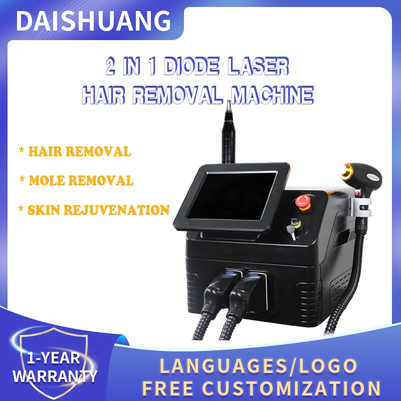 Professional Q Switched Nd Yag Picosecond Laser 2 in 1 755nm 808nm 1064nm  Tattoo Removal Hair Removal Wrinkle Machine