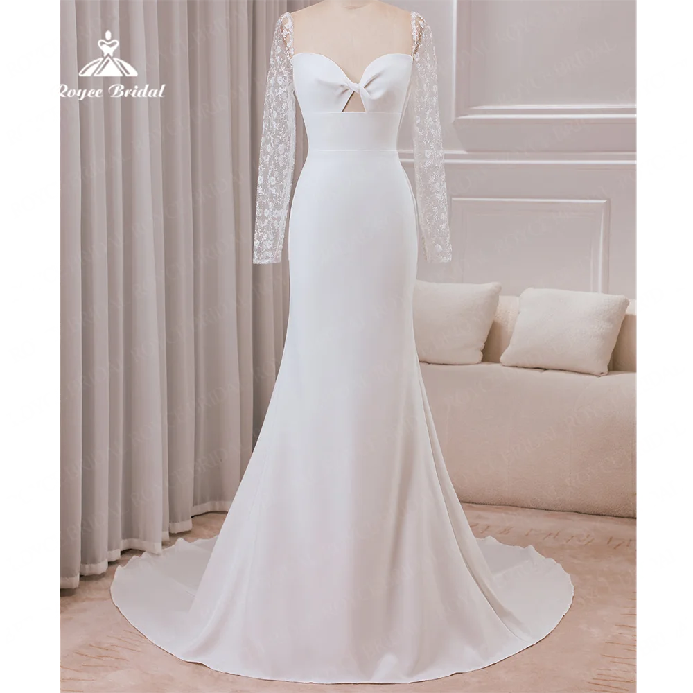 

Roycebridal Long Sleeves Sweetheart Mermaid Wedding Dress 2025 Chapel Train Side Slit Wedding Gown suknia ślubnavestido de novia