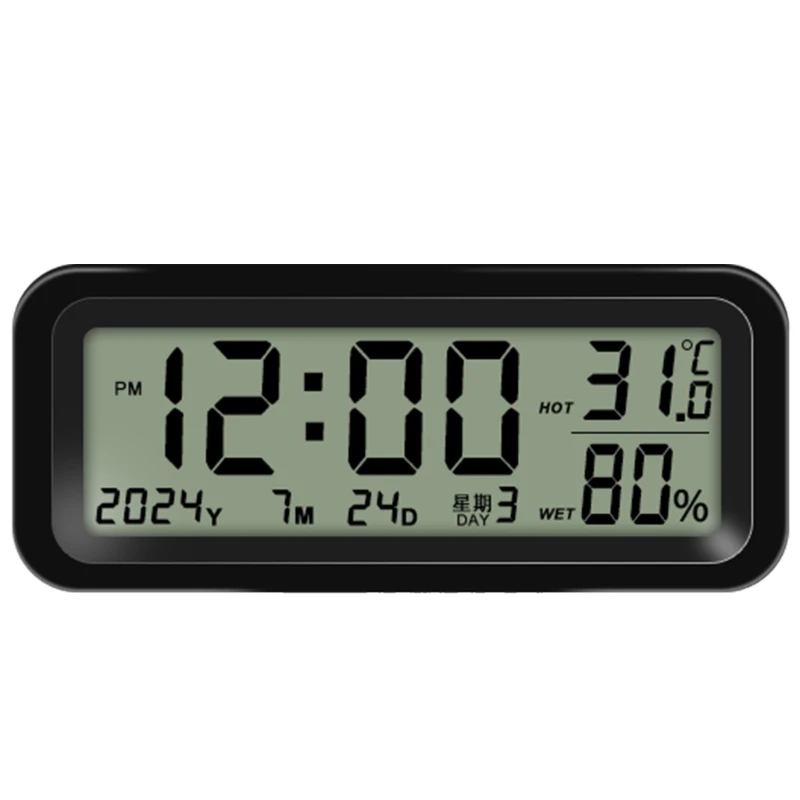 Solar Car Clocks For Dashboard Digital LCD Clock Date Week Temperature Time Display Clocks Backlight Clock