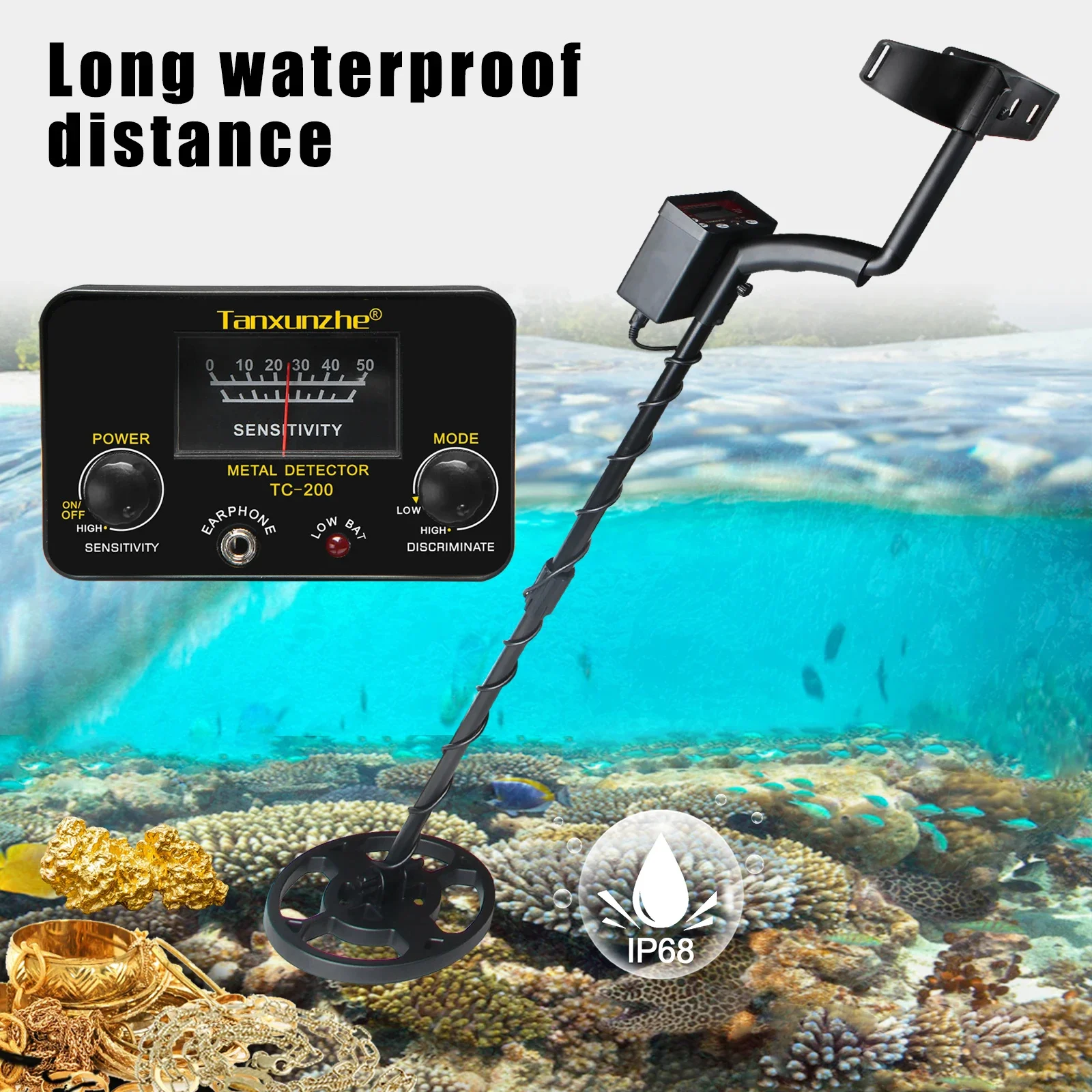 TC-200 New Upgrade Metal Detector Underground Wire Iron Metal Gold Detector Adjustable Tracker for Treasure Search New