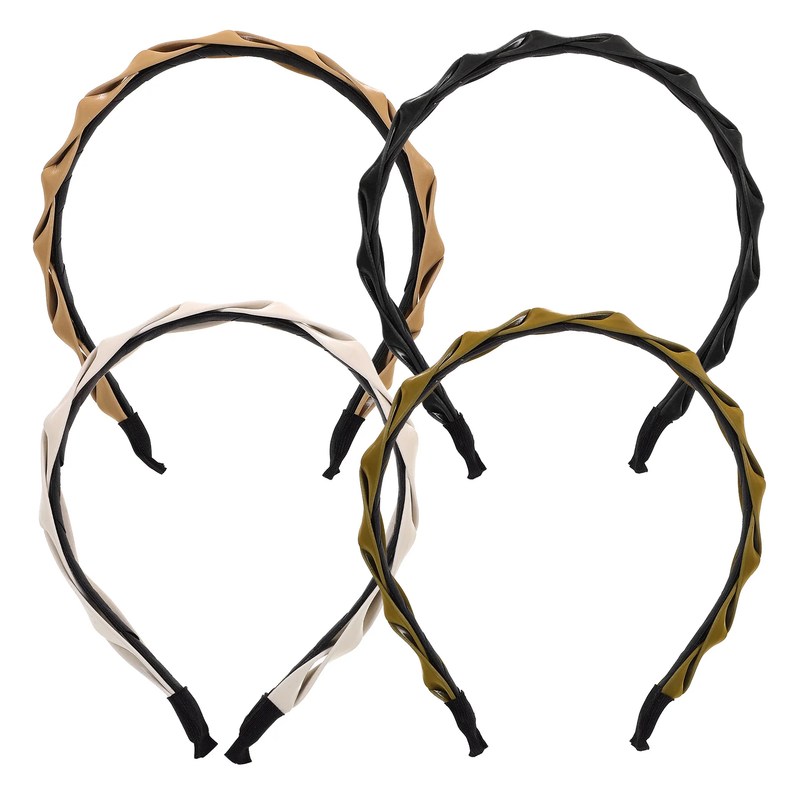 

4 Pcs Hair Accessories Women Headbands Twisted Hairband High Forehead Press Decor White Black Khaki Green Wedding Prom