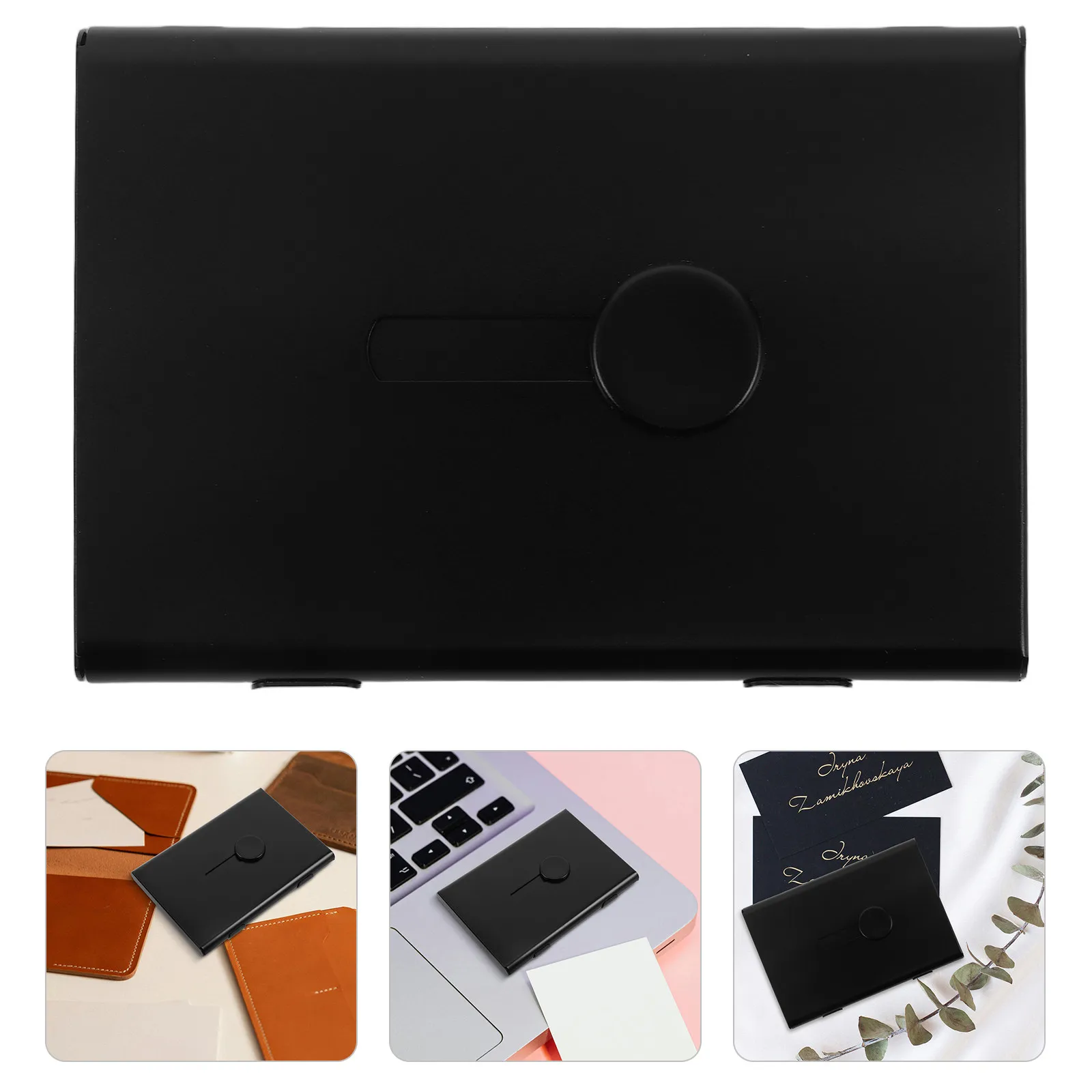 

Slide Out Stainless Steel Business Card Holder Slim Ultra Thin Metal Credit Card Case Portable Pocket Organizer for Travel