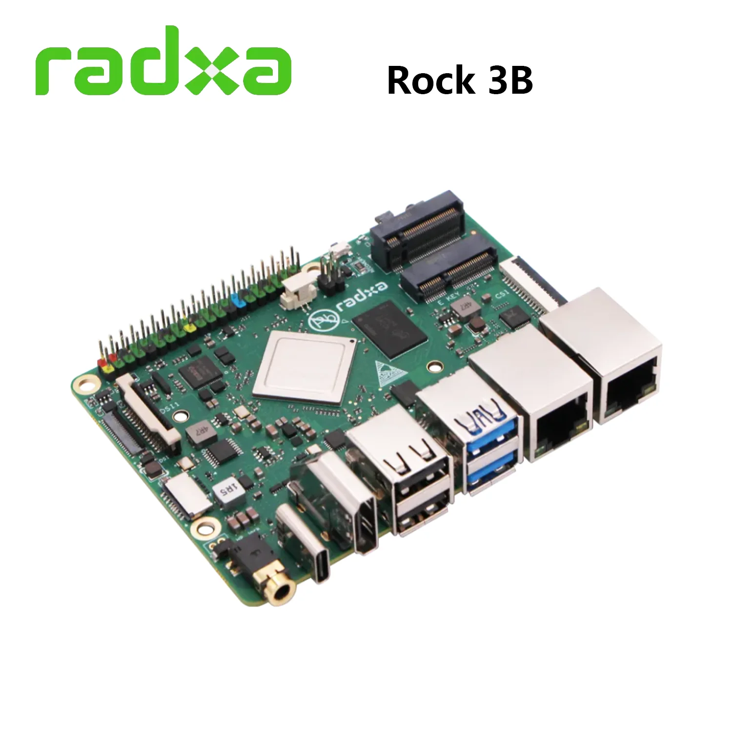 RADXA ROCK 3B Quad core Cortex‑A55 (ARM v8) 64‑bit SoC @ 2.0GHz An Pico-ITX form factor SBC Development Board