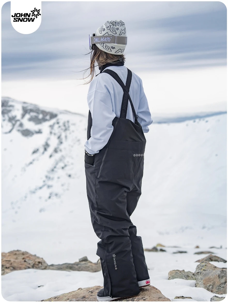 John Snow Women's Insulated Ski Bib Pants Waterproof Windproof Snowboard Overalls Thermal Winter Snow Bibs with Fleece Lining
