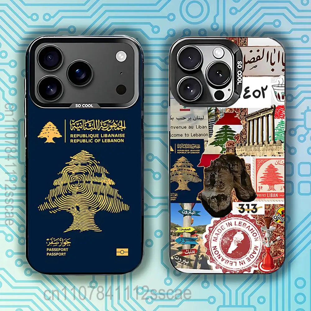 Lebanon Passport flag art Phone Case For iPhone 17,16,15,14,13,12,11,Pro,Max,Plus,E,Air,Mini Anti Fall Black  Bumper