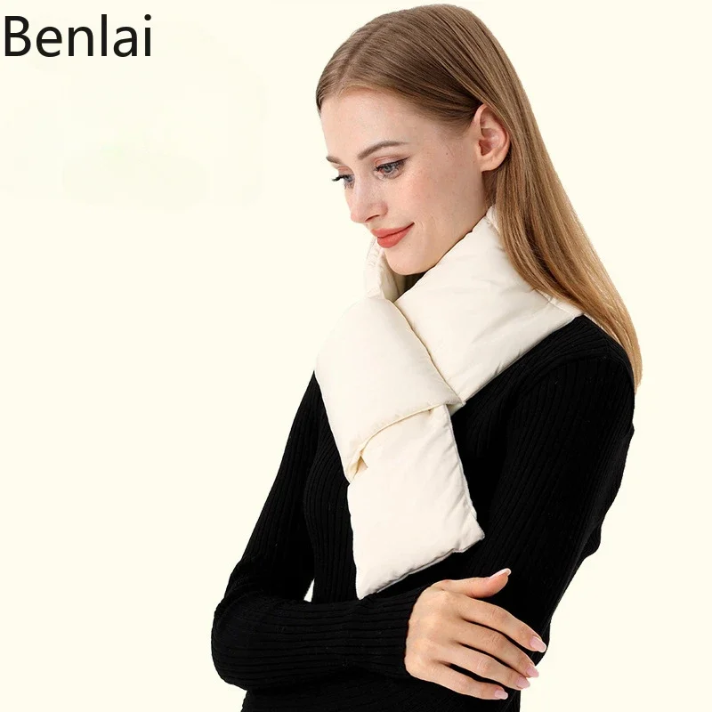 Winter Warm Scarf for Women, Outdoor Sports, Skiing, Cold Proof, European and American Cross Down Cotton with Velvet Pocket Neck