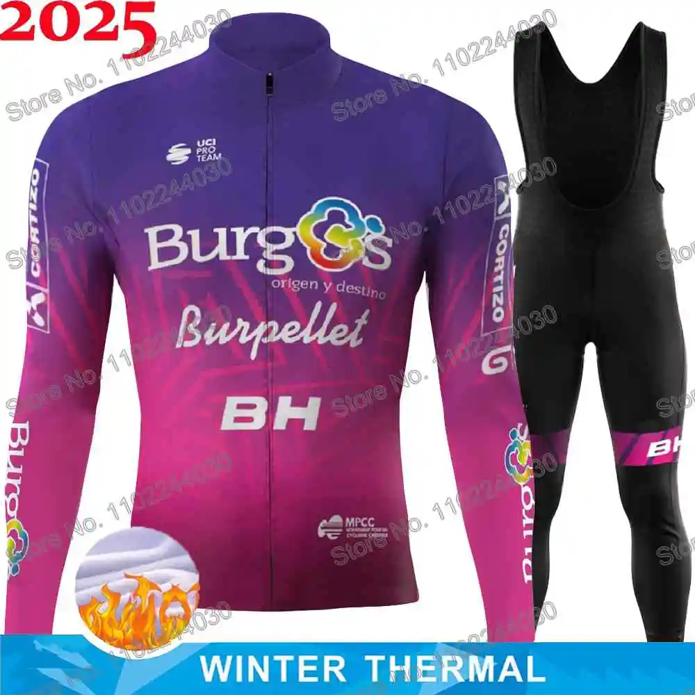 Burgos Burpellet BH 2025 Conjunto de maillot de ciclismo para hombre Invierno Ropa de ciclismo Traje de camisa de bicicleta de carrera de carretera Otoño BTT Mujer Traje de chaqueta térmica de bicicleta Ropa de deporte