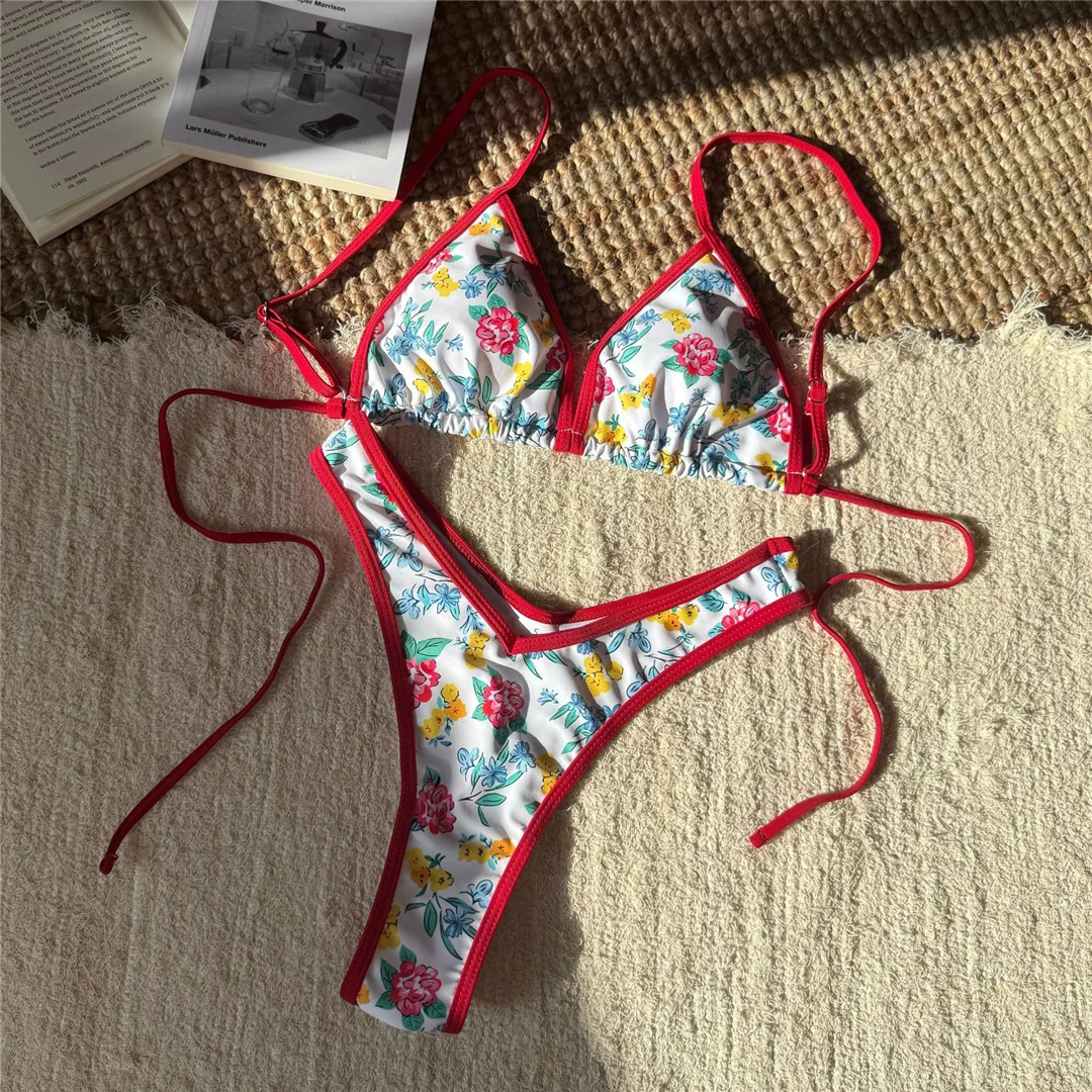 Leopard Floral Brasilianischer Mini-Tanga-Bikini Damen-Badeanzug Zweiteiliger Bikini-Set Badebekleidung Badeanzug Schwimmen V6286 – Detail 30