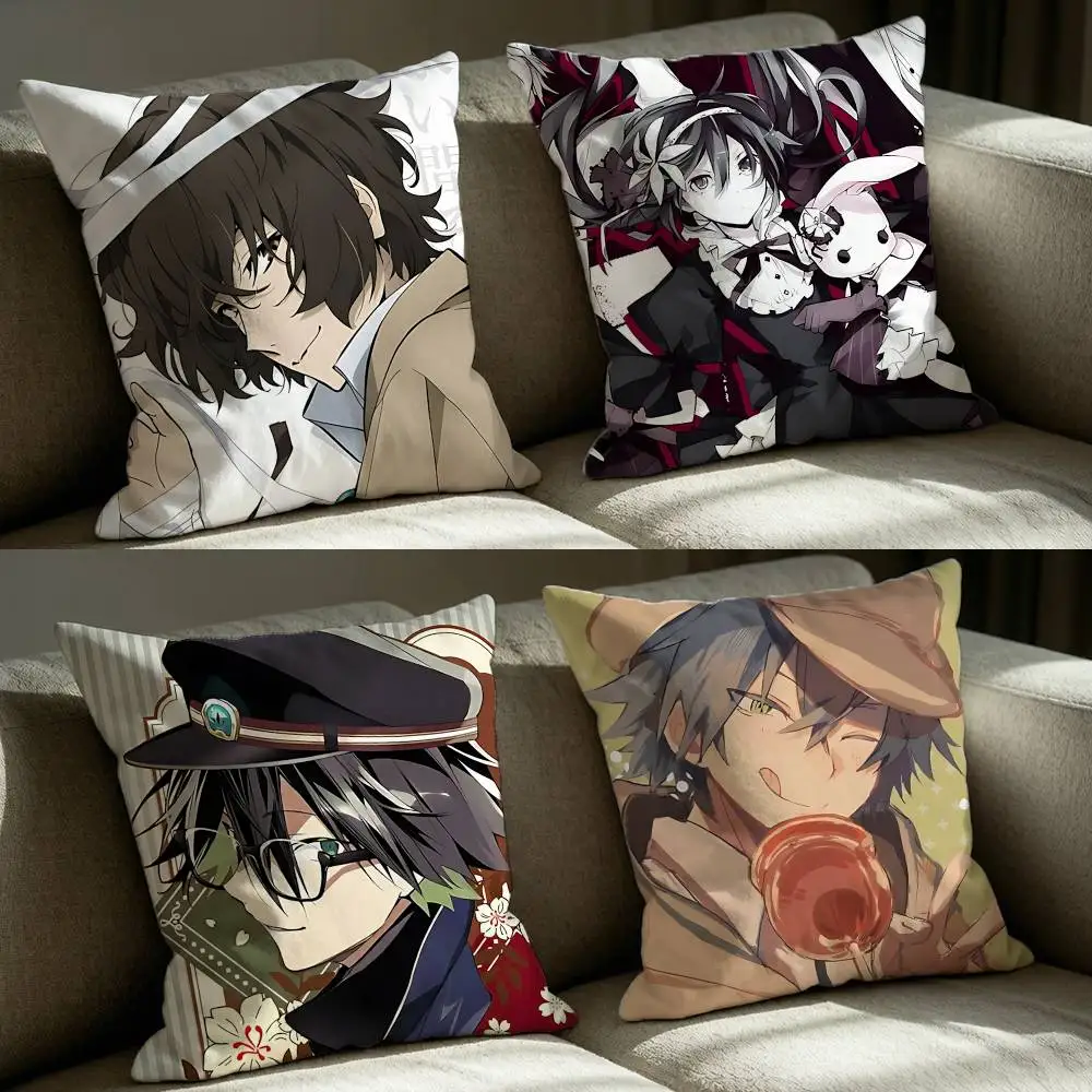 B-Bungo Stray D-Dogs Osamu Dazai Square Sofa Pillow Cover Solid Color Living Room Home Decor Cushion Case