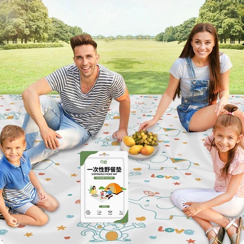 200x230cm Disposable Picnic Mat 2-layer Thicken Non-woven Fabric Waterproof Moisture-proof Beach Mat Outdoor Camping Supplies