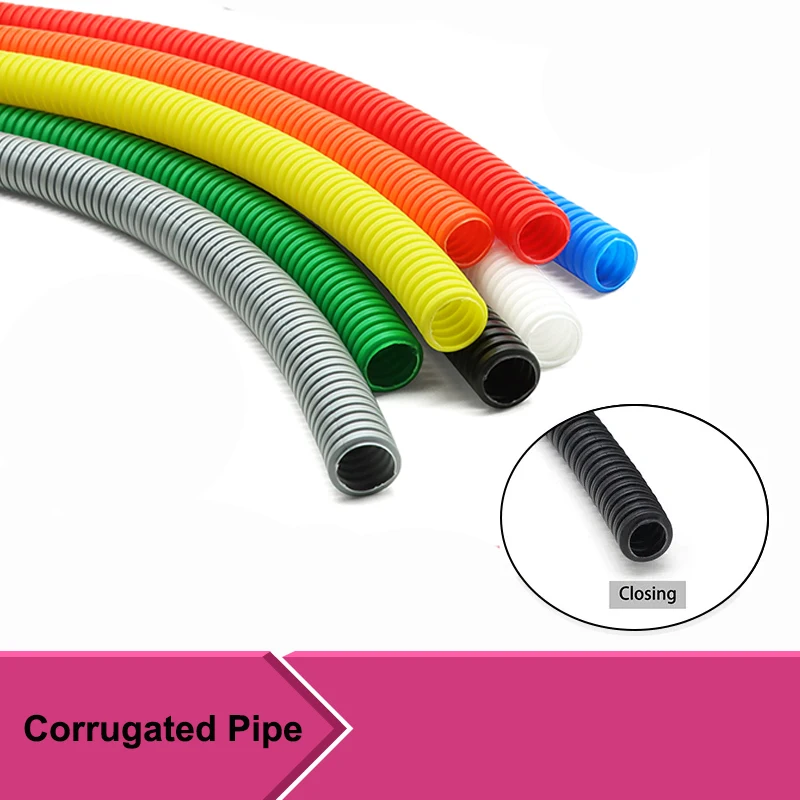 

1/5/10M Corrugated Convoluted Tubing Harness Wire Threading Plastic Sleeve Flexible Split Loom Wire Cover Cable Wrap Protector