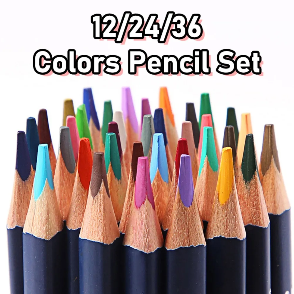 

Wooden 12/24/36 Colors Pencil Set Painting Professional Watercolor Pencil Set with Brush DIY Colorful