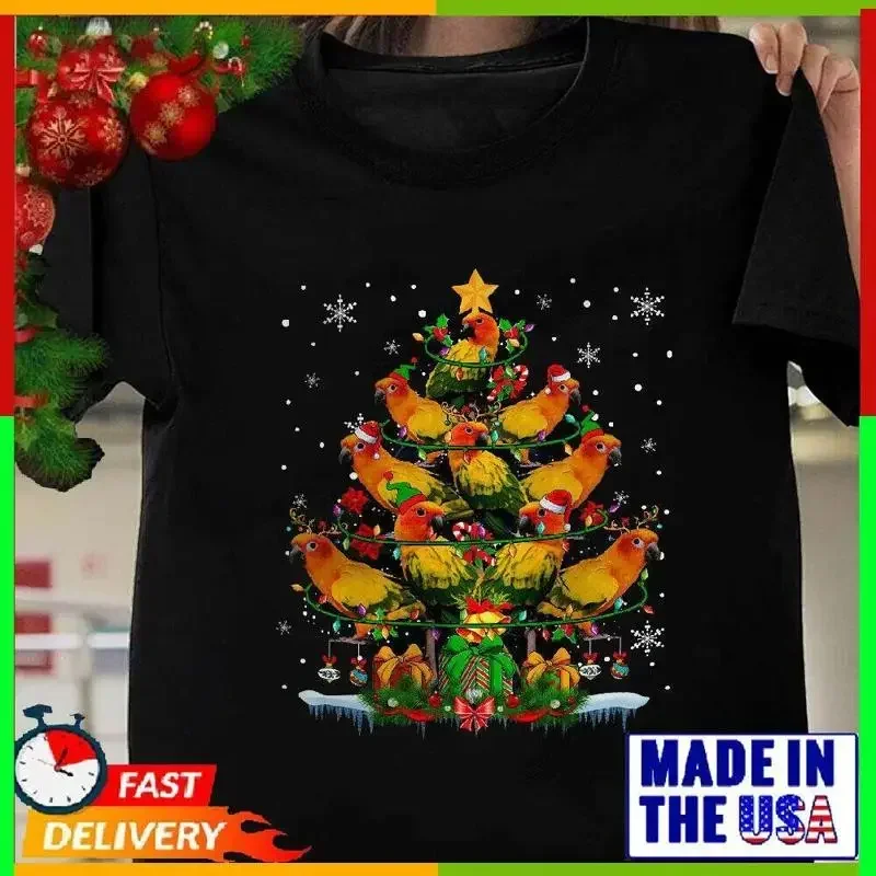 Santa Elf Reindeer Sun Conure Christmas Tree Cute Xmas Lights Bird T Shirt S 5Xl