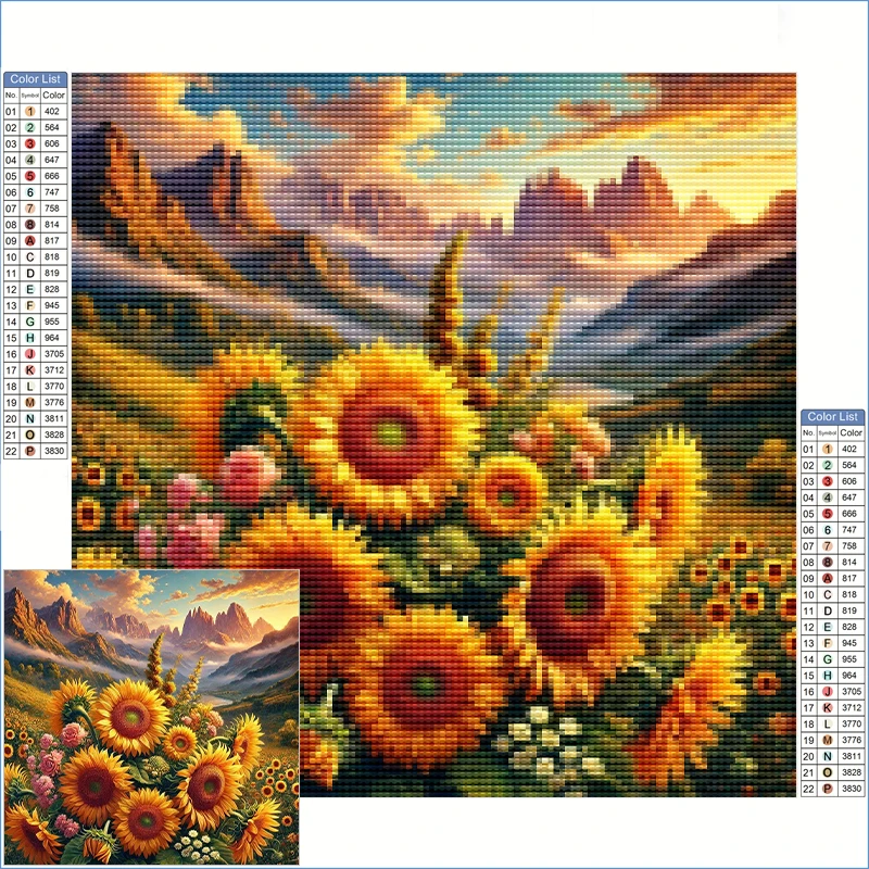 

Diamond Painting Scene Of Sunflowers Blooming In Alpine Meadow Diamond Art Clearance Cross Stitch Kit Home Decoration Wall Art