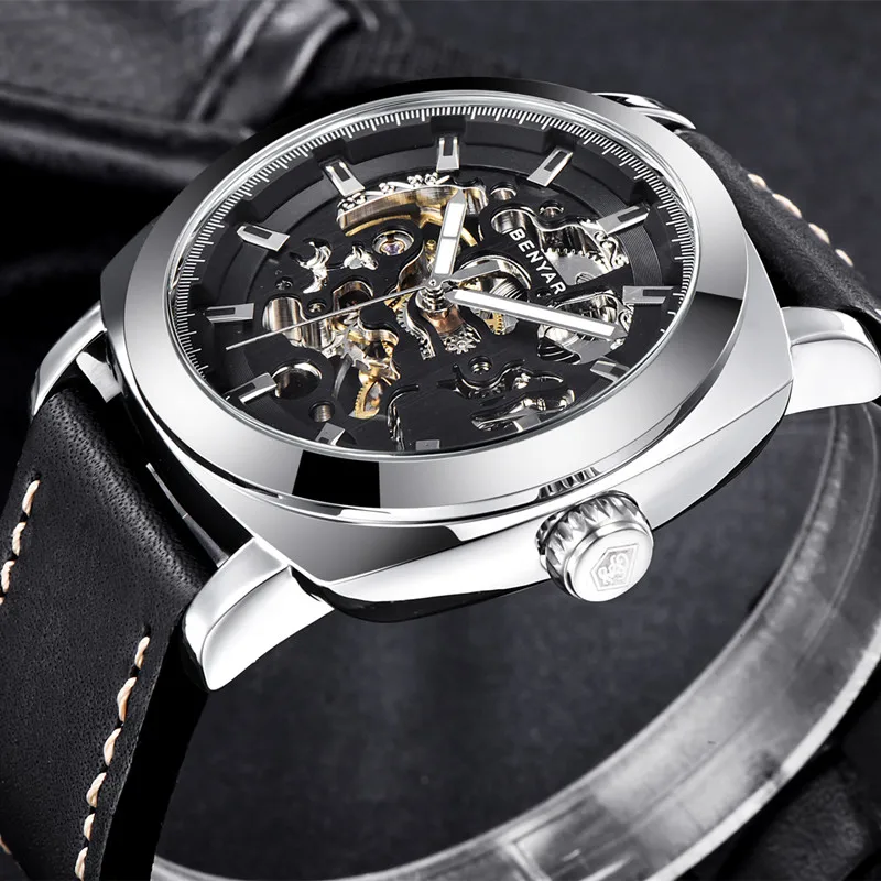 BENYAR 2023 Neue Marke herren Uhren Automatische Mechanische Uhr Sport Uhr Leder Casual Business Armbanduhr Relogio Masculino