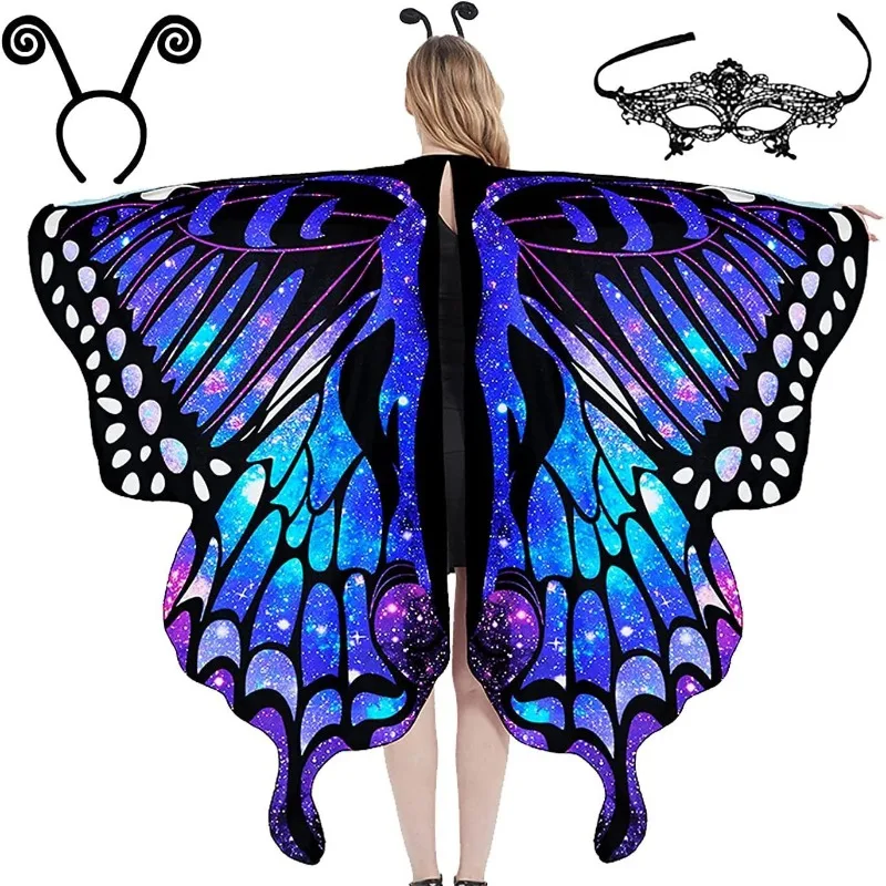 Womens Twirling Butterfly Wings Cape Belly Dance Shawl Fancy Costume Accessory Rave Stage Performance Dress-up Halloween Cosplay - view 5