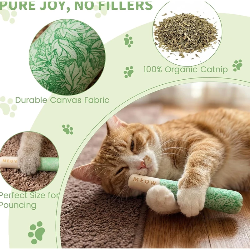 Katzenminze-Zigarettenförmiges Katzen-Kauspielzeug zur Selbstbeschäftigung, zur Linderung von Langeweile, zur Mundreinigung, Katzen-Teasing-Stick, Zahnreinigungsstab