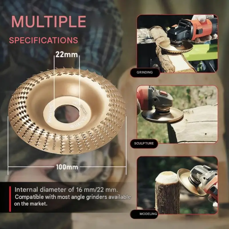 Wood Grinding Wheels 4/5Pcs 100mm Abrasive Wheels 16/22mm Bore High Hardness for Angle Grinders Carving Projects