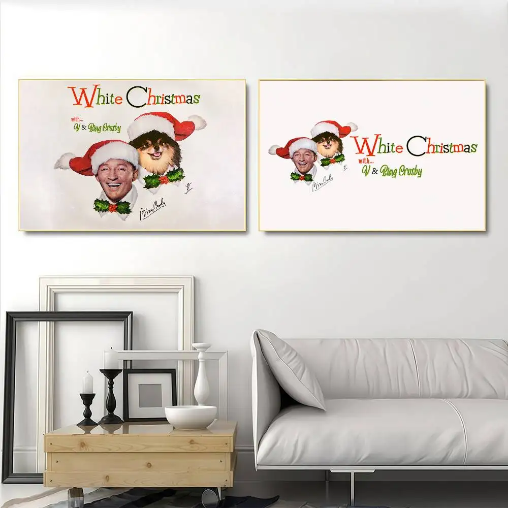الأبيض عيد الميلاد بنج كروسبي ملصق ملصق HD جودة ديكور جدار غرفة المنزل #4