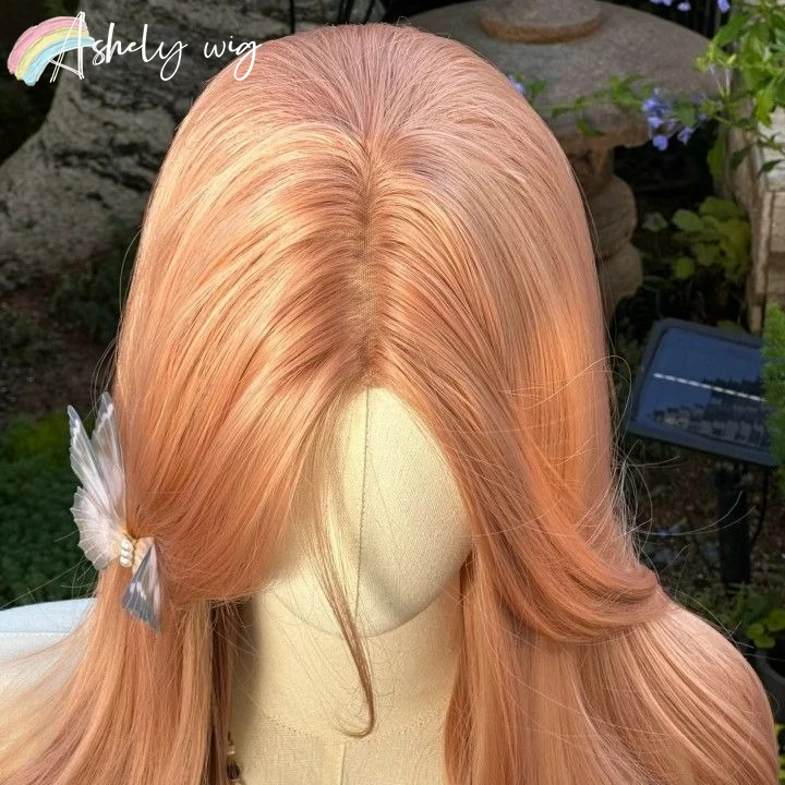Ashely ساكورا الوردي شعر مستعار الباستيل 26 بوصة شعر مستعار طويل مموج للنساء لوليتا ارتفاع درجة الحرارة الألياف بيروكات صناعية للاستخدام اليومي