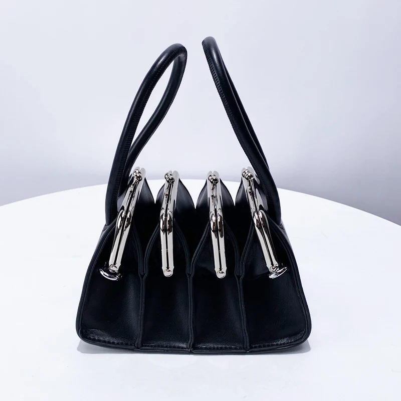 Mini Clip Bags For Women Luxury Designer Handbags And Purses 2024 New In Fashion Multi-layer Accordion  Black Shoulder Crossbod