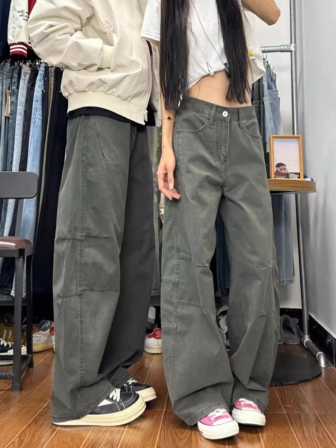 

Мужские рабочие брюки в стиле милитари из чистого хлопка, широкие, прямые, расклешенные, повседневные, с деконструированным дизайном