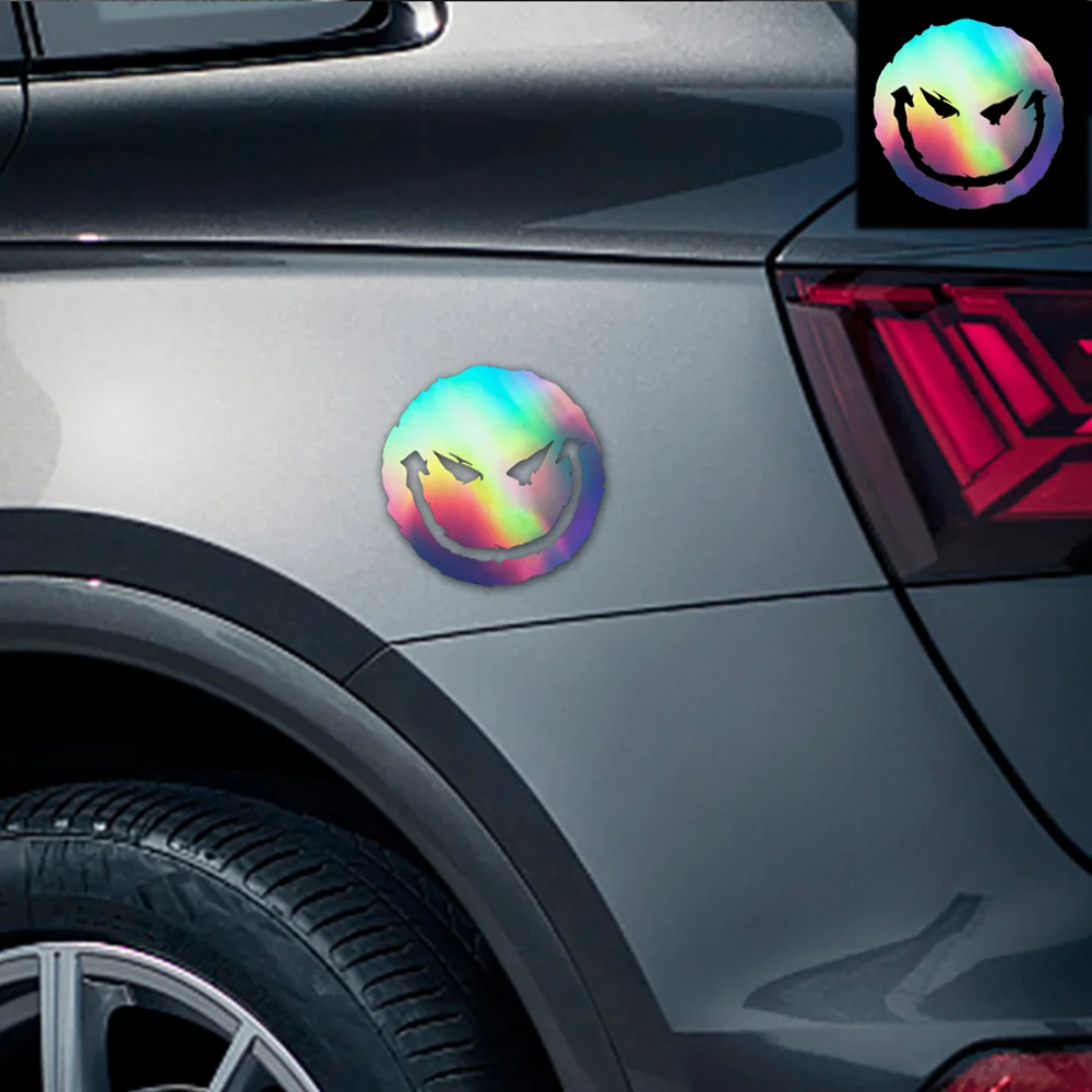 Personalisierte Autoaufkleber, dekorative Motorradaufkleber, böser Gesicht, dekoratives Zubehör, wasserfester Vinyl-Aufkleber