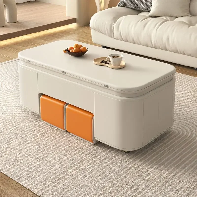 Multifunctional tea table folding tea small-sized dual-purpose lifting t integrated cream wind light luxury