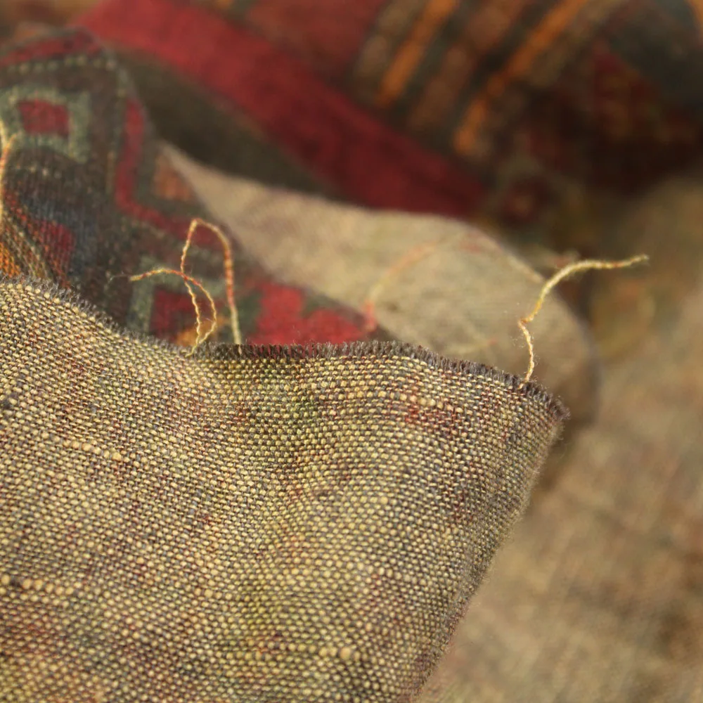 

Vana оригинальная высококачественная ткань из чистого льна с принтом, ультрамягкий, приятный для кожи материал для одежды, платье irt Red Rust