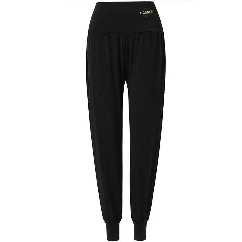 Pantaloni da ballo latino da donna abbigliamento da allenamento Samba Rumba abbigliamento da ballo da sala pantaloni larghi latini leopardo nero