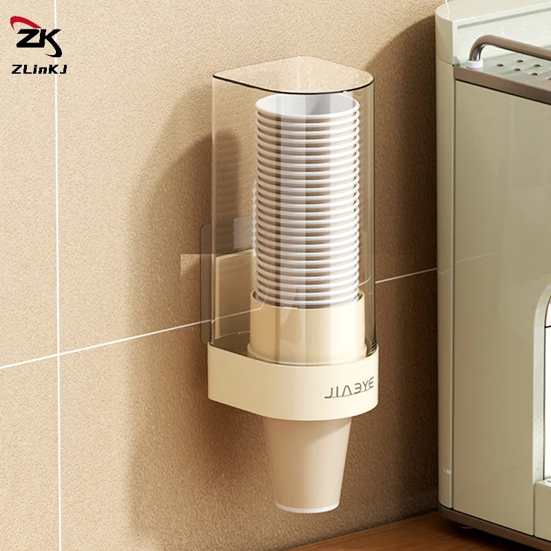 (ZYDD01) 1Pc Wall-mounted Plastic Water Dispenser Paper Cup Holder Disposable Cup Container Paper Cup Frame Home Organizer