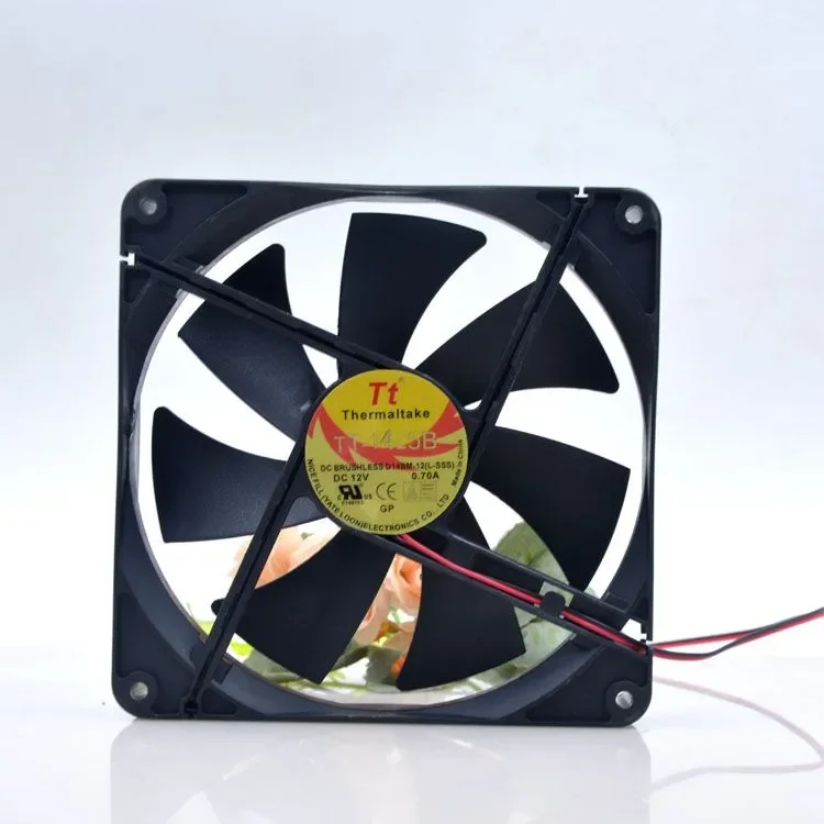 Original TT-1425B 14025 12V 0.70A D14BM-12 2-Wire Dual Ball Bearing Power Supply Fan 14CM
